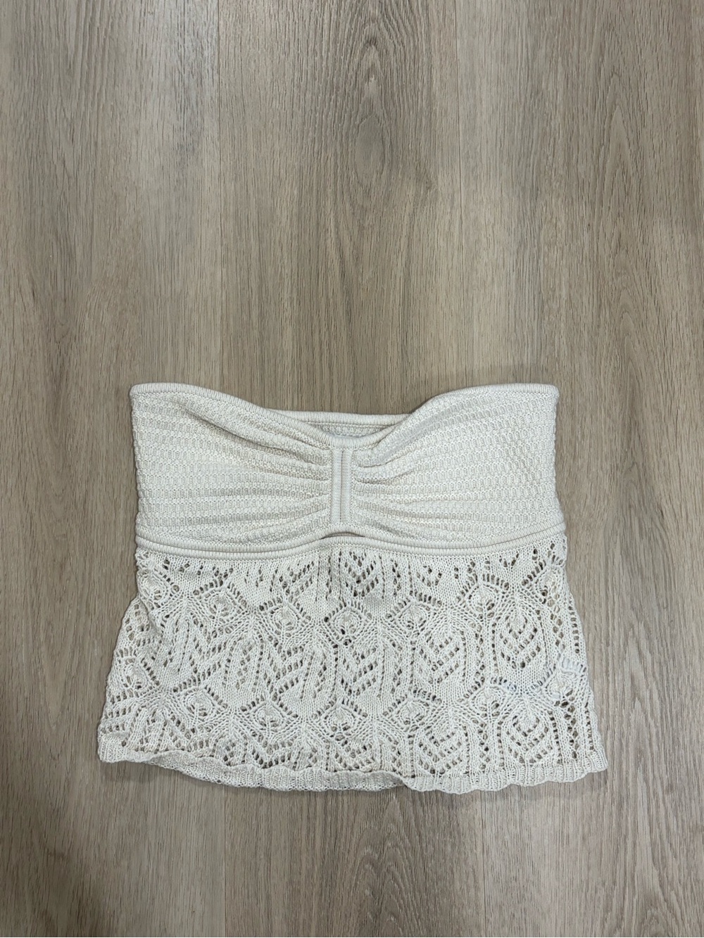 American Eagle Outfitters Cream Crochet Sleeveless Boho Top
